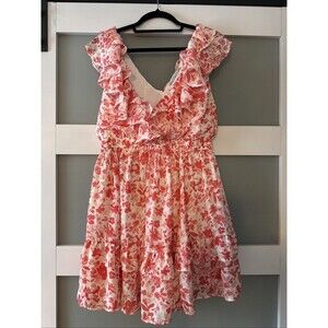 Abercrombie & Fitch Ruffle Flutter Sleeve Mini Dress in the pink floral Medium